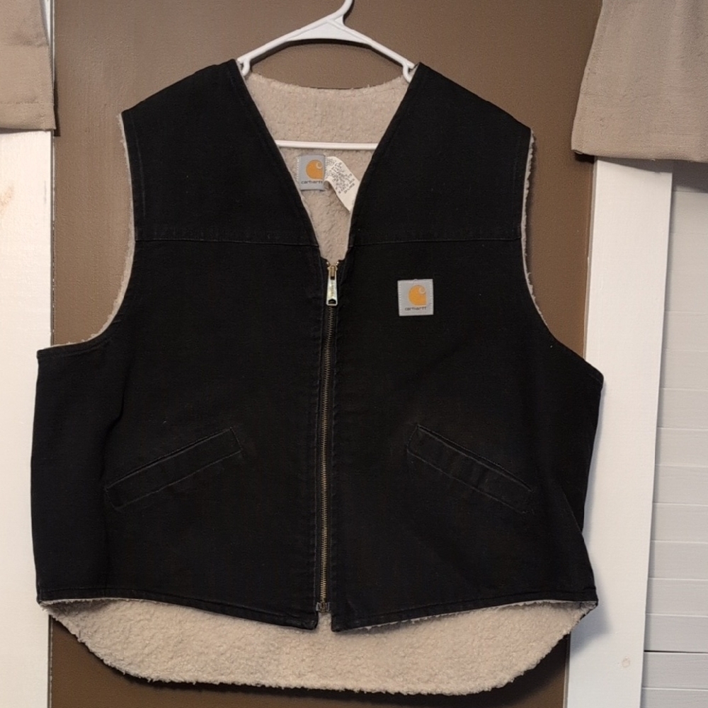 Carhartt Mens Black Vest with Cream Lining
